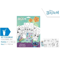 SET COLORING CON STICKERS STITCH 21X18CM