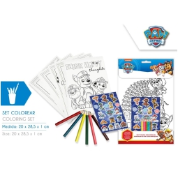 SET COLORING CON STICKERS PAW PATROL 21X28CM