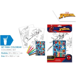 SET COLORING CON STICKERS SPIDERMAN 21X28CM