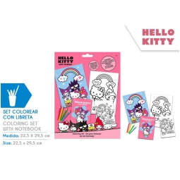 SET COLORING CON NOTEBOOK HELLO KITTY 22X29CM