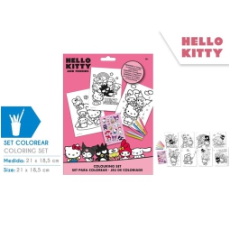 SET COLORING CON STICKERS HELLO KITTY 21X18CM