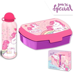 LUNCHBOX+BORRACCIA ALLUMINIO 500ML UNICORNO