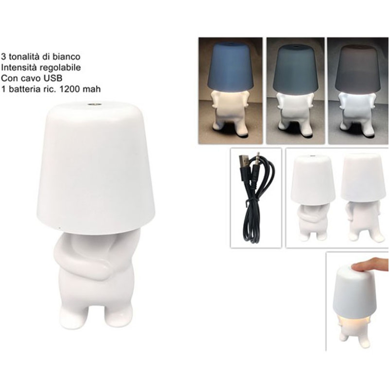 LAMPADA OMINO STILIZZATO BIANCO RICARICABILE ASSORTITI