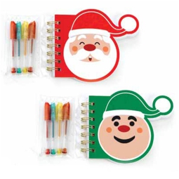 BLOCCO NOTE NATALIZIO CON 4 PENNE GLITTER 13,8CM