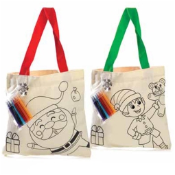 SHOPPER DA COLORARE IN TESSUTO CON 6 PENNARELLI