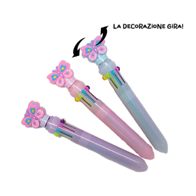 PENNA 10 COLORI FARFALLA CON SPINNNING 36PZ 2