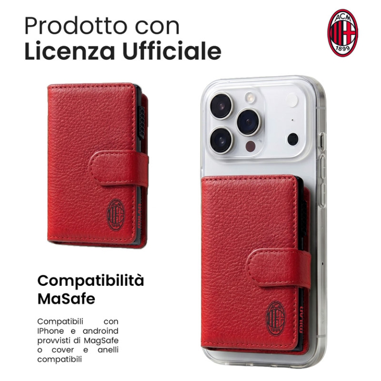 PORTAFOGLIO MAGNETICO IN ALLUMINIO MILAN ROSSO 2