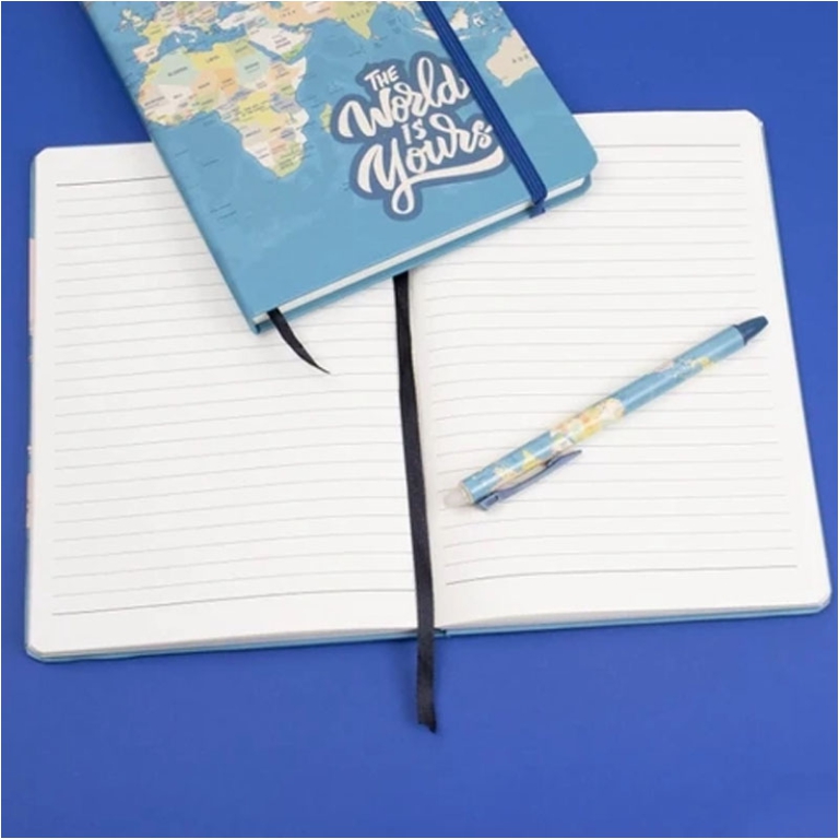 QUADERNO A5 CON PENNA BLUE MAPS 2