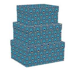 SCATOLA SET 3PZ ART DECÒ PAVONE GRANDE