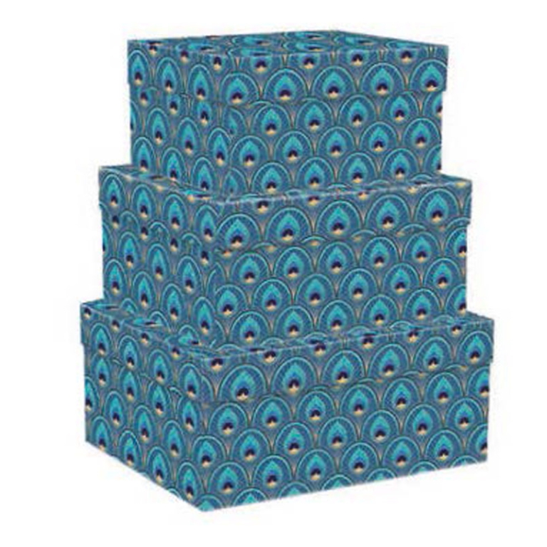 SCATOLA SET 3PZ ART DECÒ PAVONE GRANDE