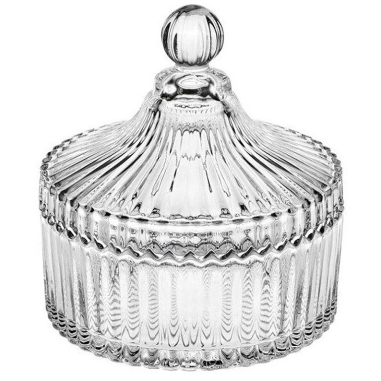 BARATTOLO VETRO RIGATO   D10,5H12,5CM