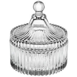 BARATTOLO VETRO RIGATO   D14H15CM