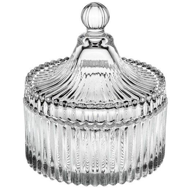 BARATTOLO VETRO RIGATO   D14H15CM