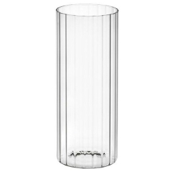 VASO CILINDRO D10H25CM   VETRO PLISSÈ TRASPARENTE