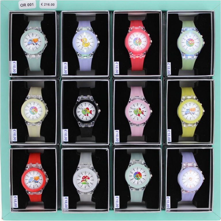 OROLOGIO BIMBO LUMINOSO  CON LANCETTE SOGGETTI ASSORTITI