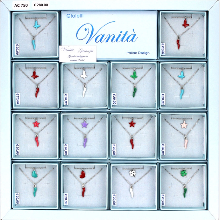 COLLANA DOPPIA 14PZ ACCIAIO E SMALTO GIFTBOX