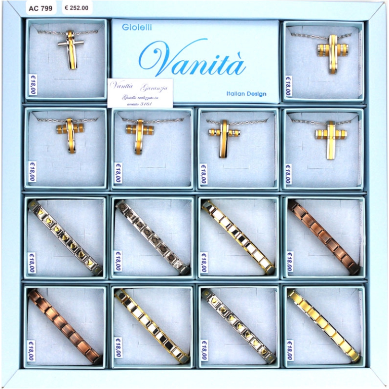 COLLANE E BRACCIALI UOMO 14PZ ACCIAIO