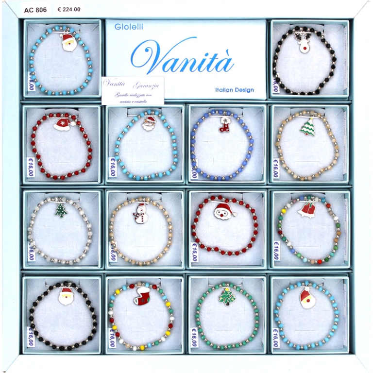 BRACCIALI 14PZ CRISTALLO ACCIAIO E SMALTO