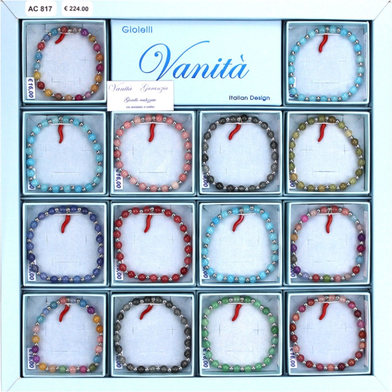 BRACCIALE 14PZ ACCIAIO E VETRO GIFTBOX
