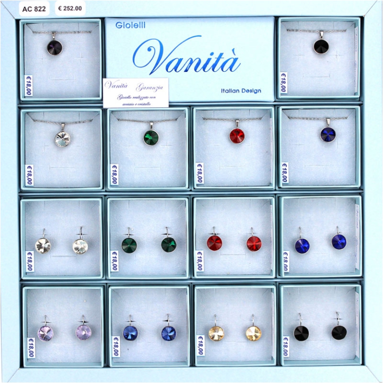 COLLANE E ORECCHINI 14PZ CRISTALLI ACCIAO GIFTBOX