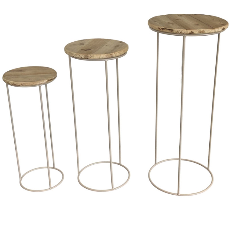 COLONNE SET 3PZ METALLO  NOCCIOLA RIPIANO LEGNO