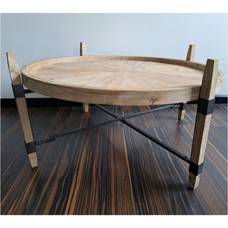 TAVOLO LEGNO D81H40CM    BEIGE