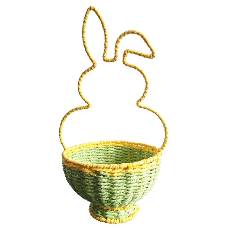 CESTINO VIMINI 22X21H42CM GIALLO/VERDE CONIGLIETTO