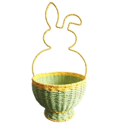 CESTINO VIMINI 27X26H54CM GIALLO/VERDE CONIGLIETTO