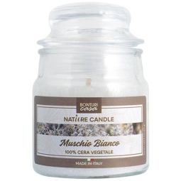 CANDELA 90GR VEGETALE IN GIARA VETRO MUSCHIOBIANCO