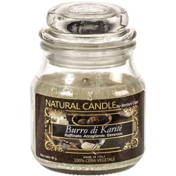 CANDELA 90GR VEGETALE IN GIARA VETRO BURRO KARITE'