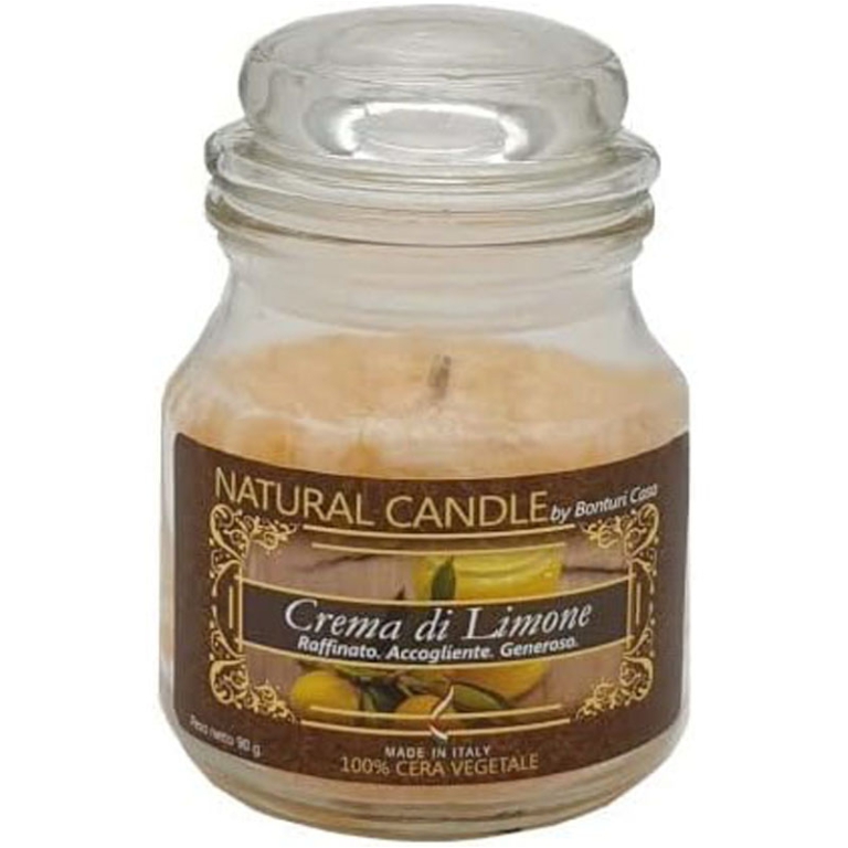 CANDELA VEGETALE 90GR IN GIARA VETRO CREMA LIMONE