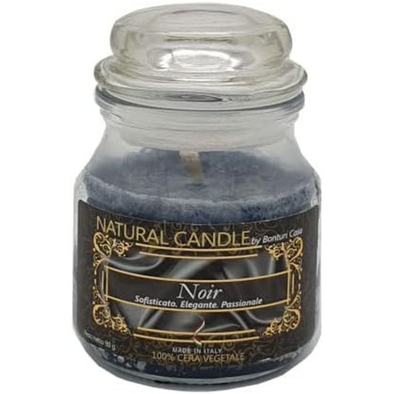 CANDELA VEGETALE 90GR IN GIARA VETRO NOIR