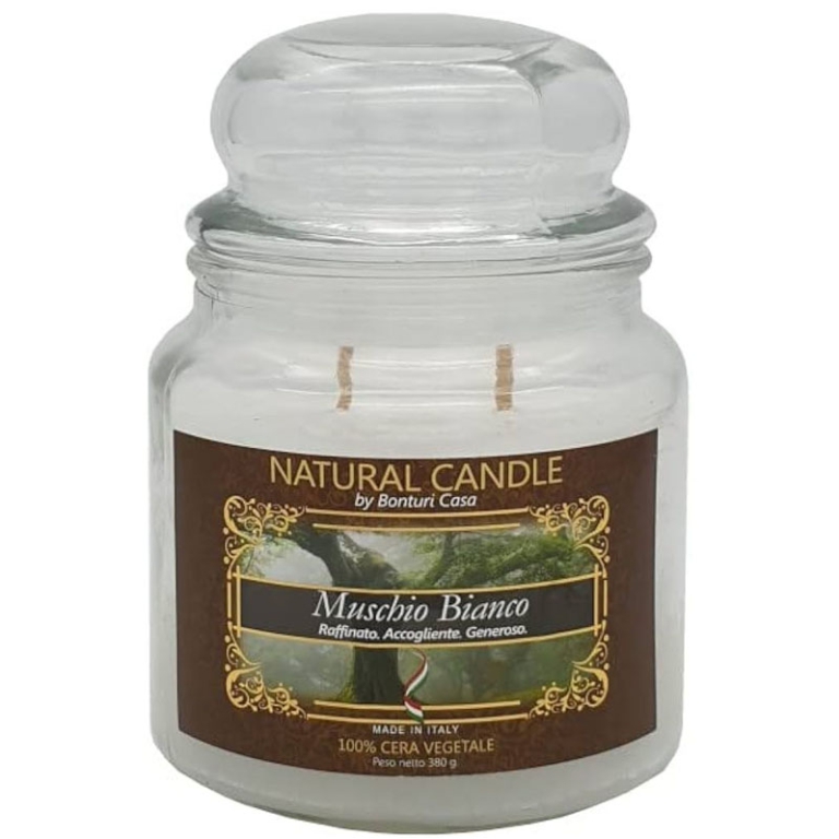 CANDELA 380GR VEGETALE IN GIARA VETRO M.BIANCO