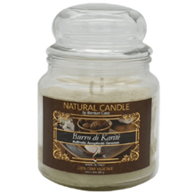 CANDELA 380GR VEGETALE IN GIARA VETRO BURRO KARITE