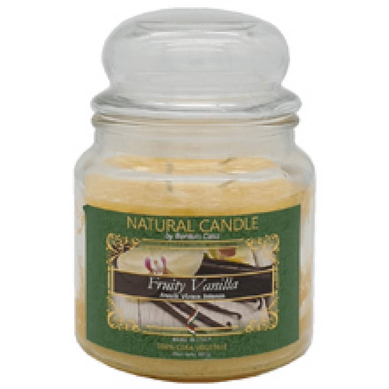 CANDELA 380GR VEGETALE IN GIARA VETRO VANIGLIA