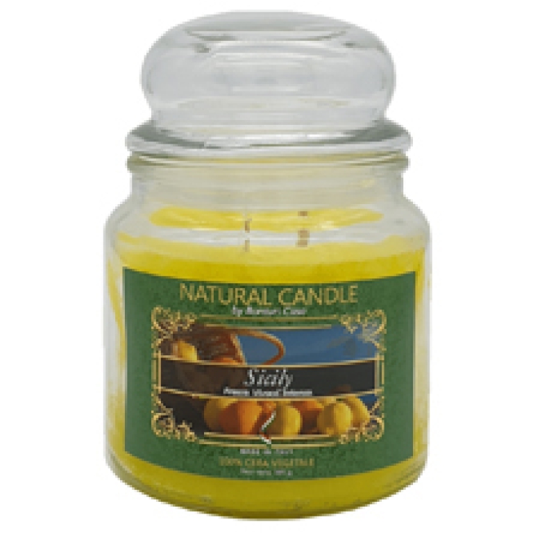 CANDELA 380GR VEGETALE IN GIARA VETRO SICILY
