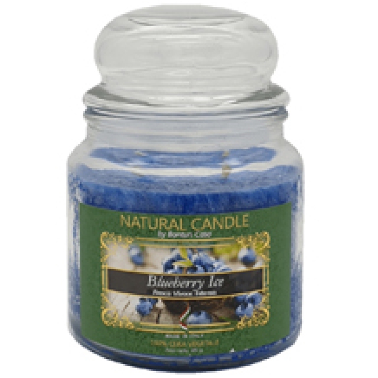CANDELA 380GR VEGETALE IN GIARA VETRO MIRTILLO