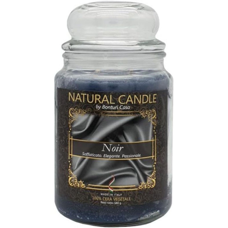 CANDELA VEGETALE 380GR IN GIARA VETRO NOIR