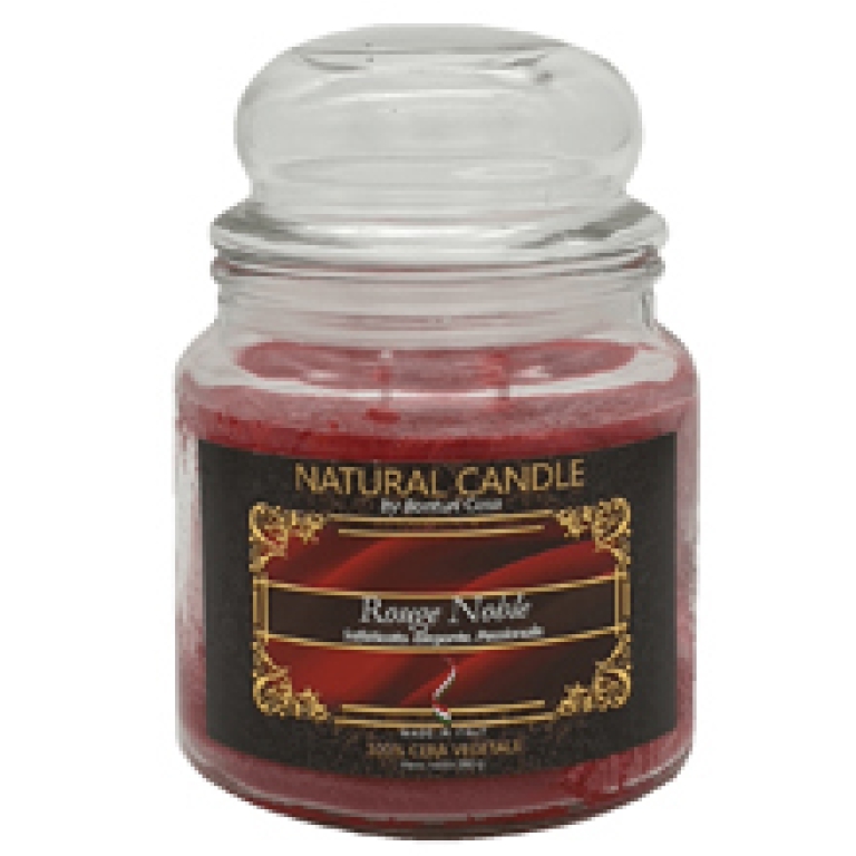 CANDELA 380GR VEGETALE IN GIARA VETRO ROUGE NOBLE