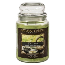 CANDELA 580GR VEGETALE IN GIARA VETRO TÈ VERDE