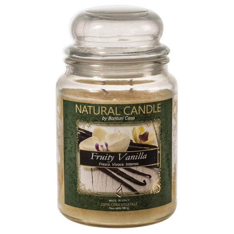 CANDELA VEGETALE 580GR IN GIARA VETRO VANILLA