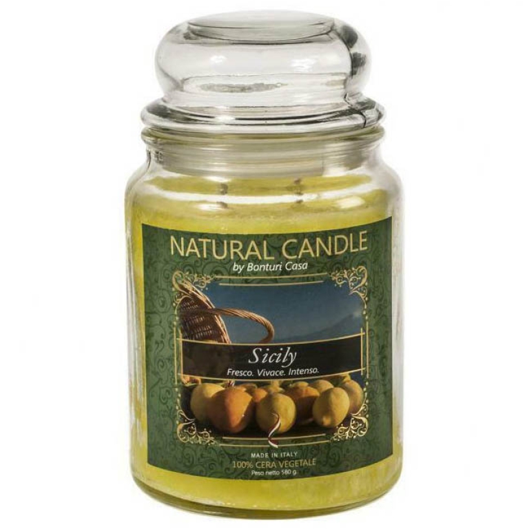 CANDELA 580GR VEGETALE IN GIARA VETRO SICILY