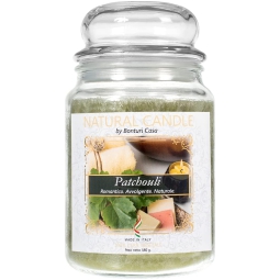 CANDELA 580GR VEGETALE IN GIARA VETRO PATCHOULI