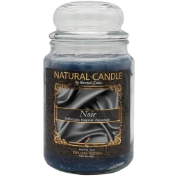 CANDELA 580GR VEGETALE IN GIARA VETRO NOIR