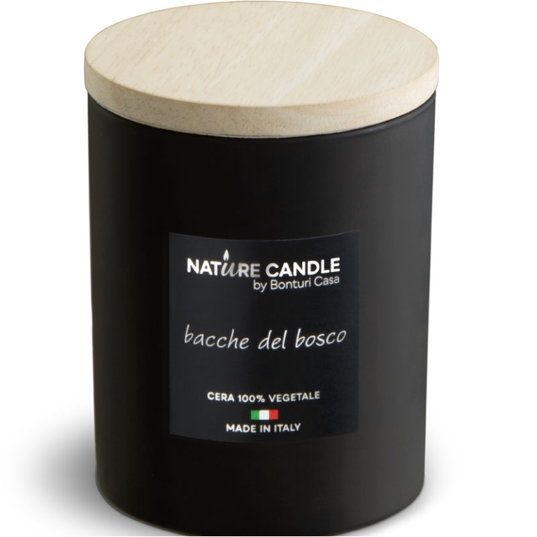 CANDELA 200GR VEGET.VETRO BACCHE BOSCO DOLOMITI