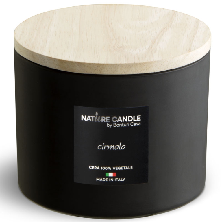 CANDELA 380GR VEGETALE VETRO CIRMOLO DOLOMITI 2