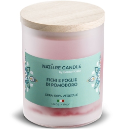 CANDELA 200GR VEGETALE VETRO FICHI FOGLIE mediterraneo
