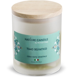 CANDELA 200GR VEGETALE VETRO TIMO SELVATICO mediterraneo