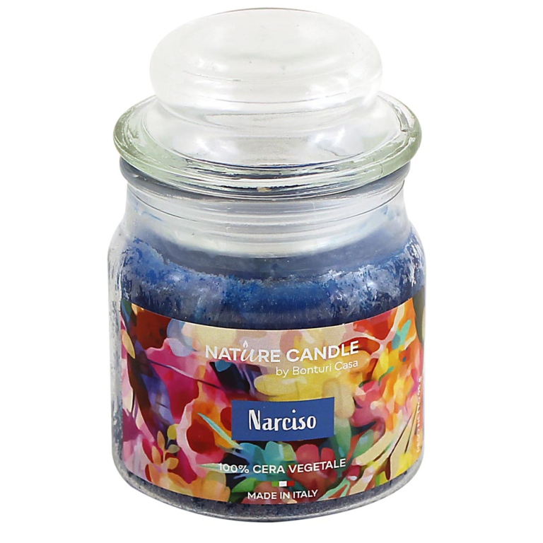 CANDELA 90GR VEGETALE IN GIARA VETRO NARCISO