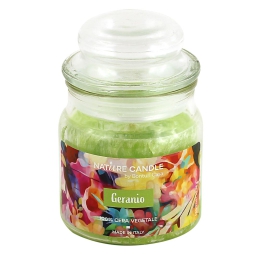 CANDELA 90GR VEGETALE IN GIARA VETRO GERANIO